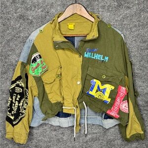 Daisy Olive & Khaki Patchwork Military Field Jacket